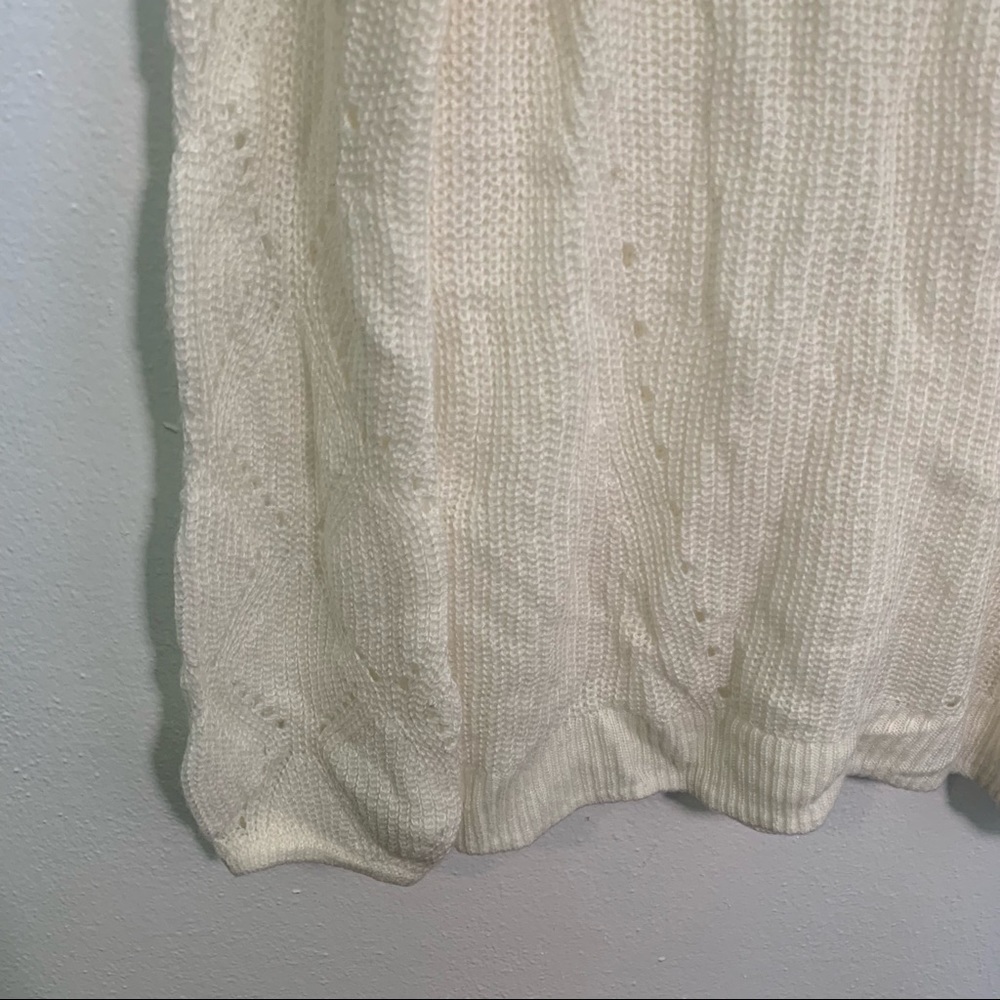 Maurices Women's Size XS Crewneck Sweater Cream Ivory Eyelet Wide Sleeves - Picture 4 of 10